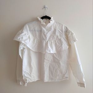 Miss Renfrew high neck ruffle collar blouse